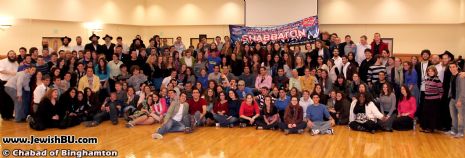 On Sat. night at the Mega Event, participants posed for a group shot, this was a partial crowd shot, as not everyone who participated in the Shabbaton was present at the time of the photo.